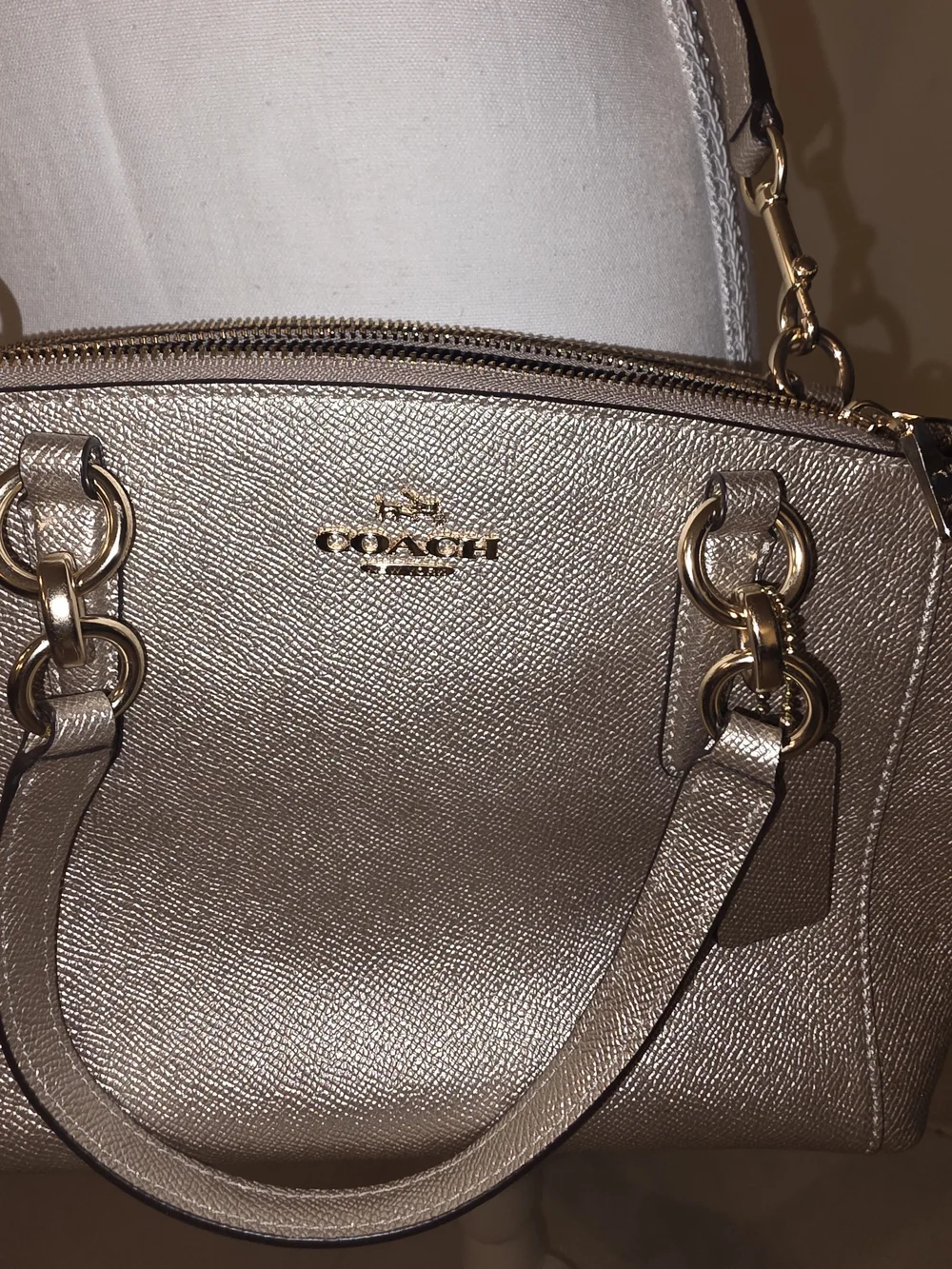 Coach Metallic Gold Leather Satchel with Gold Hardware